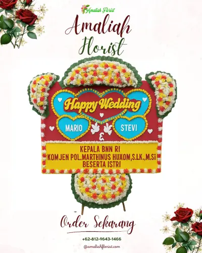 Karangan Papan Bunga Pernikahan di Pandanajeng